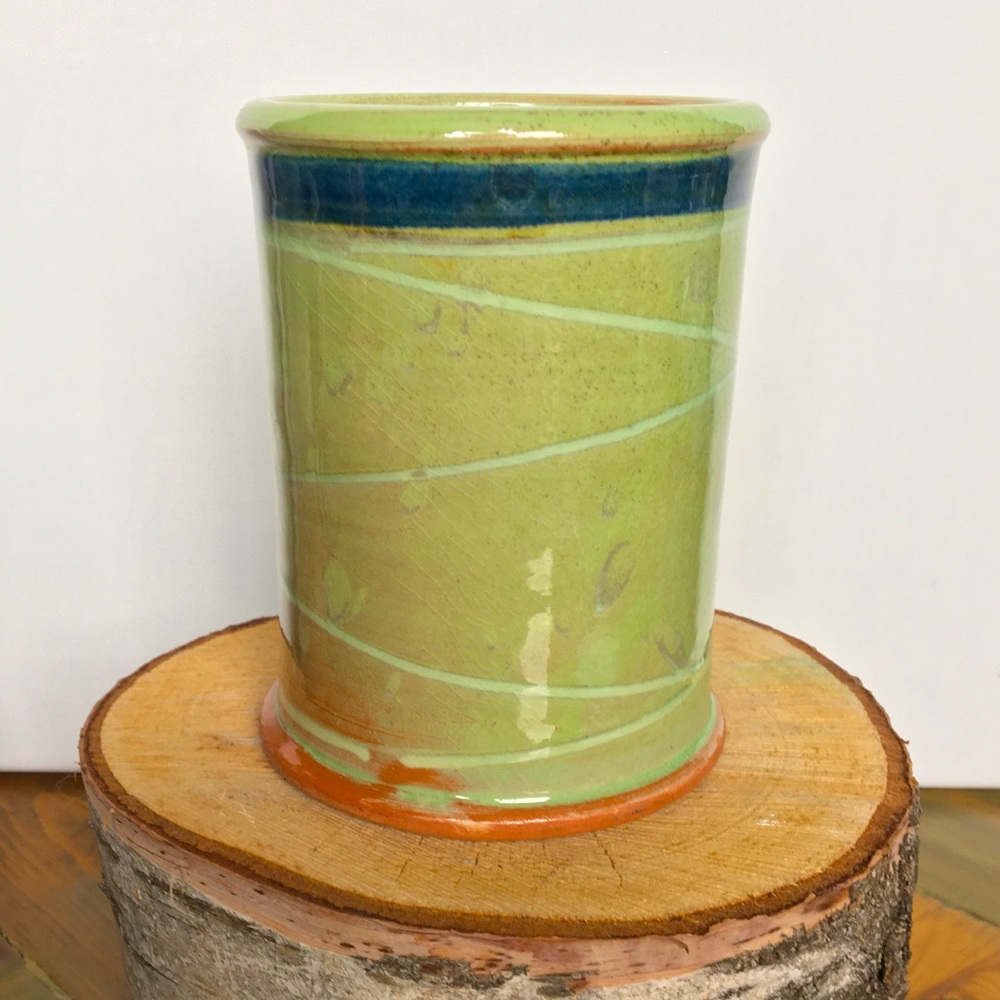 Handmade Lime Green Glazed Red ware Pottery Cup